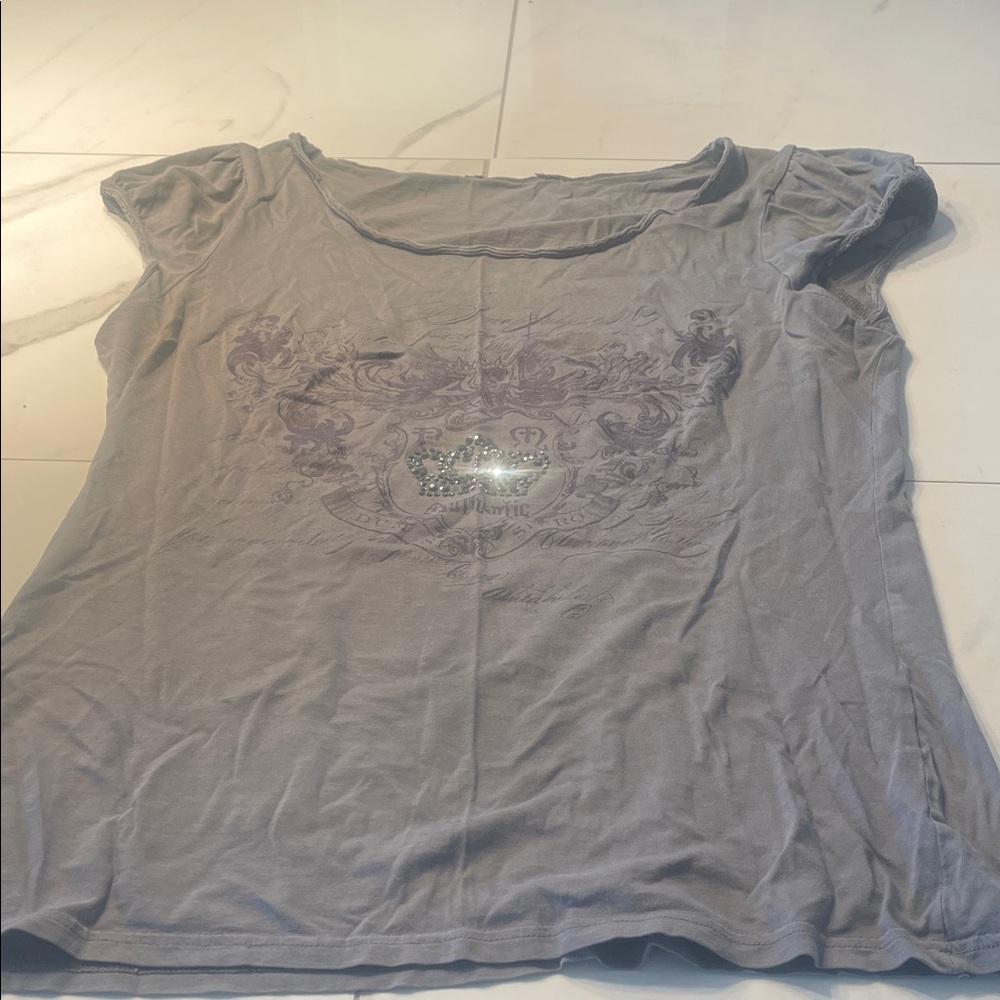Women's Gray Graphic Top